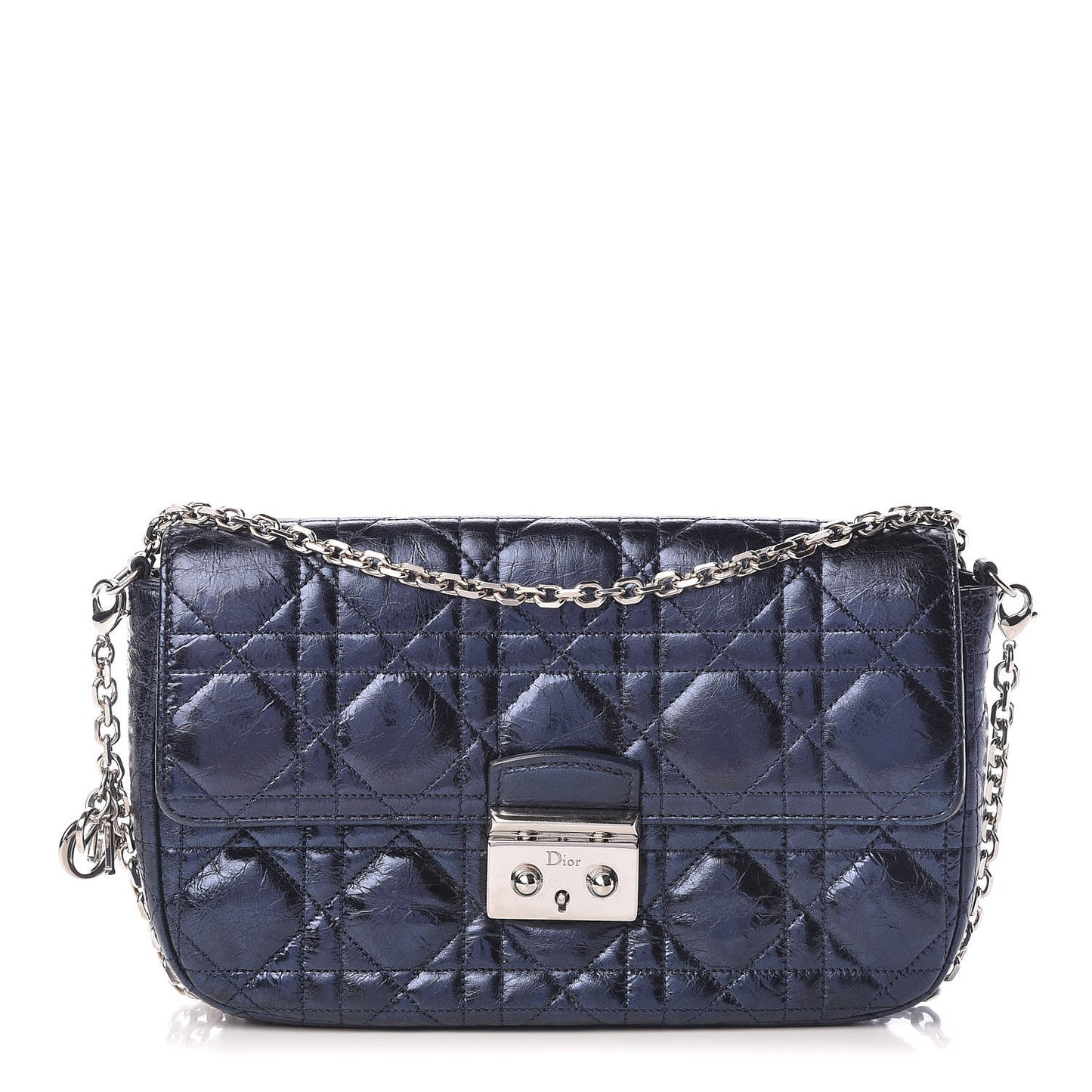 Metallic Calfskin Cannage Miss Dior Promenade Pouch Marine