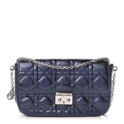 Christian Dior Metallic Calfskin Cannage Miss Dior Promenade Pouch Marine 1 of 10