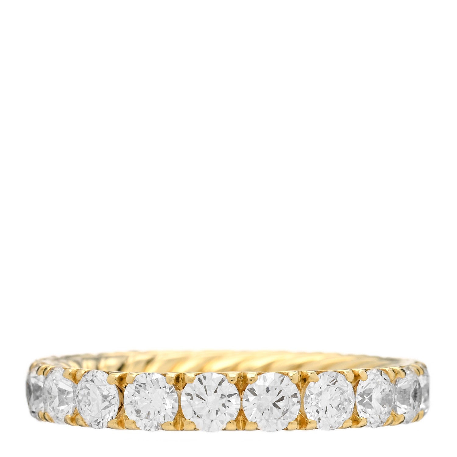 David Yurman 18K Yellow Gold Diamond 3.6mm Eden Eternity Wedding Band Ring 54 6.75 3 of 5