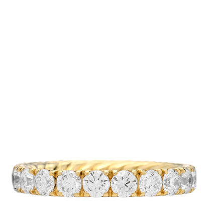 David Yurman 18K Yellow Gold Diamond 3.6mm Eden Eternity Wedding Band Ring 54 6.75 3 of 5