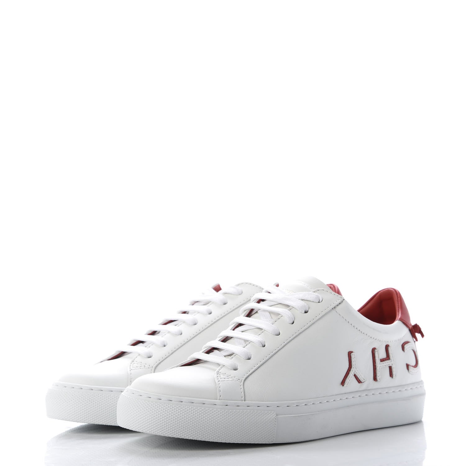 Givenchy Calfskin Reverse Logo Womens Urban Street Sneakers 36.5 White Red 3 of 10