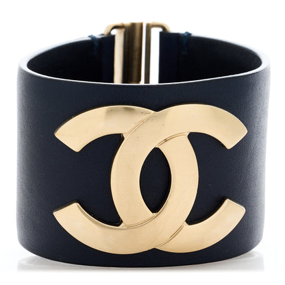 Chanel Calfskin CC Wide Cuff S Navy 1 of 5