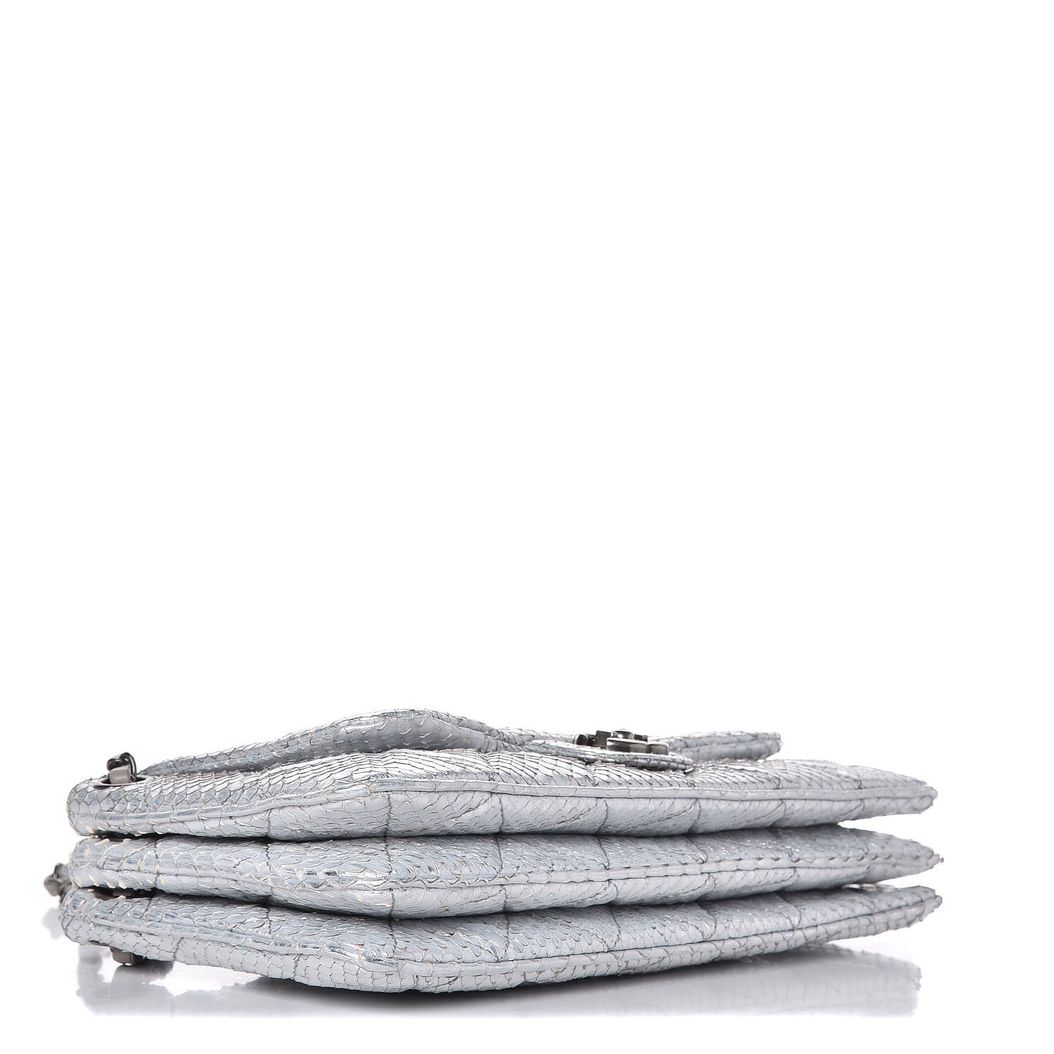 Chanel Metallic Python 3 Accordion Flap Silver 4 of 11