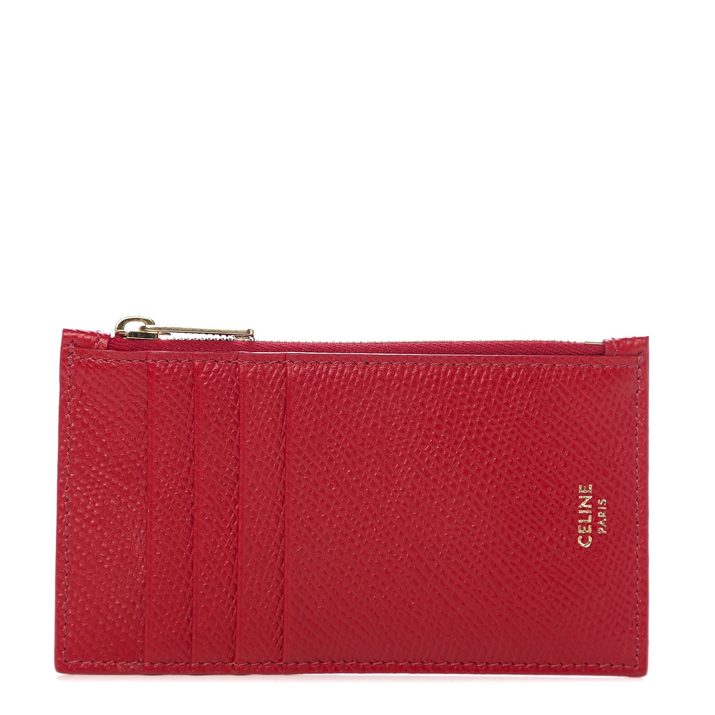 Grained Calfskin Zipped Card Holder