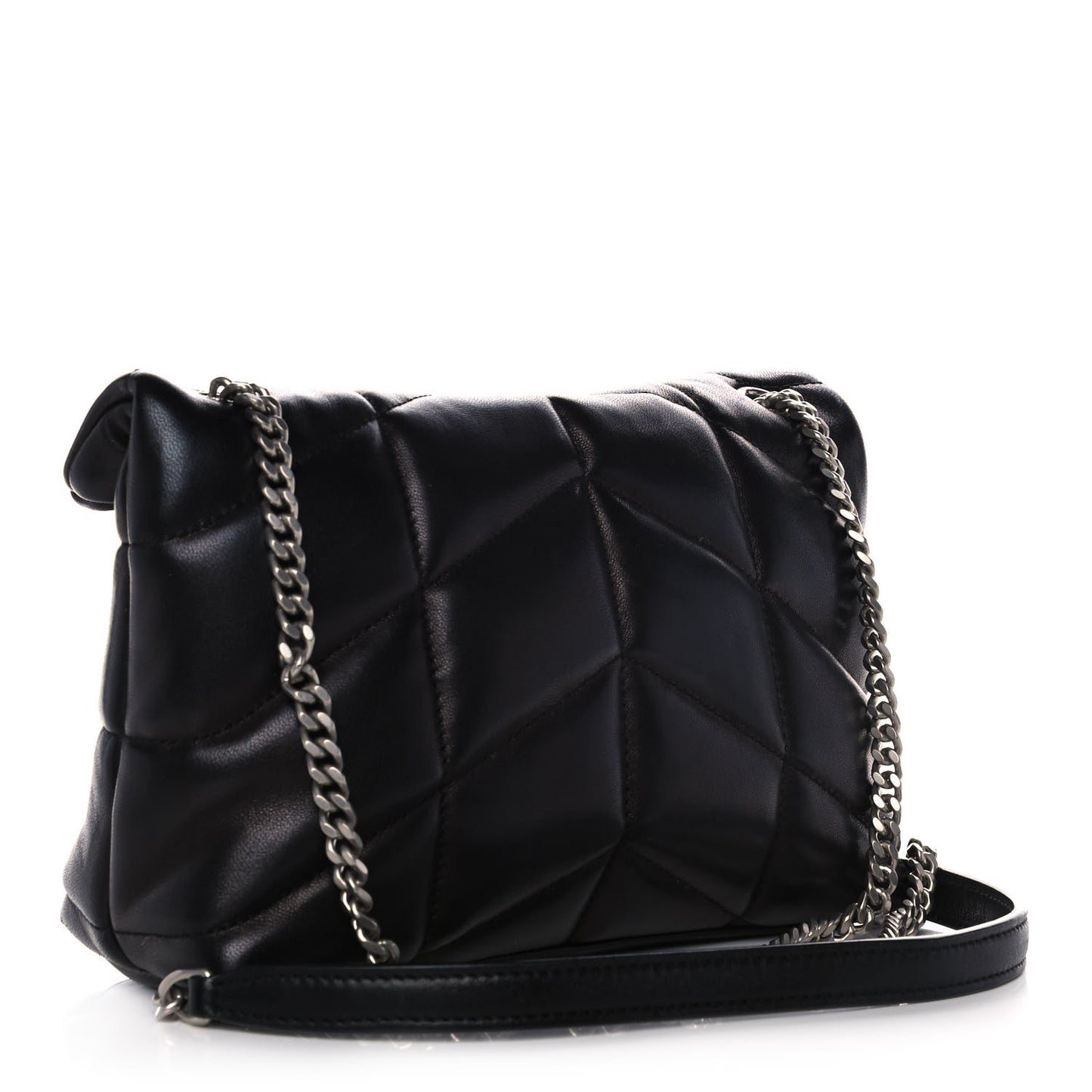 Lambskin Quilted Toy Loulou Puffer Monogram Chain Satchel Black