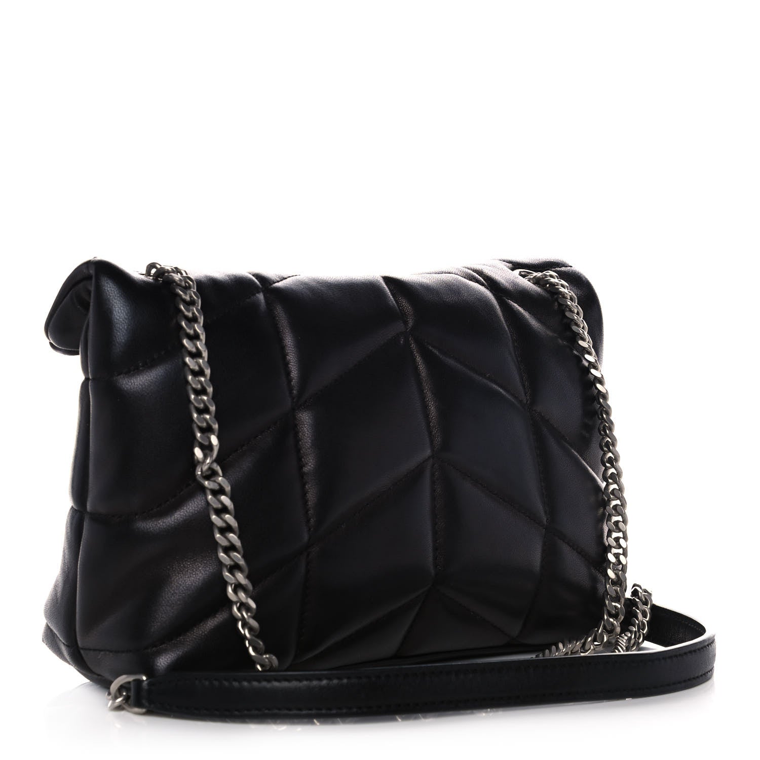 Saint Laurent Lambskin Quilted Toy Loulou Puffer Monogram Chain Satchel Black 3 of 11