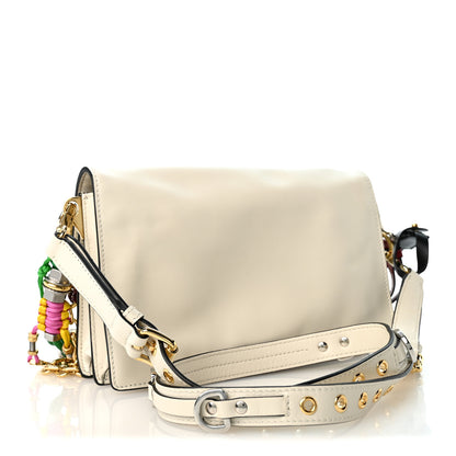 Prada Calfskin Soft Sound Charms Shoulder Bag White 3 of 10