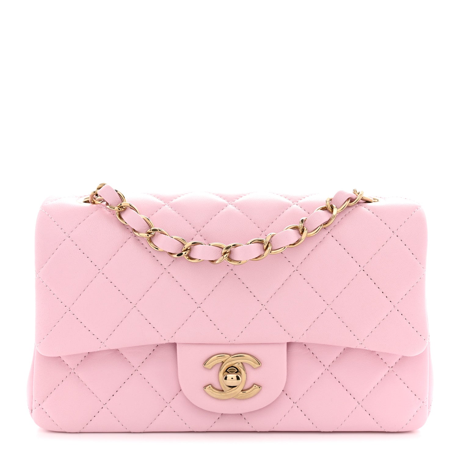 Chanel Lambskin Quilted Mini Rectangular Flap Light Pink 1 of 11