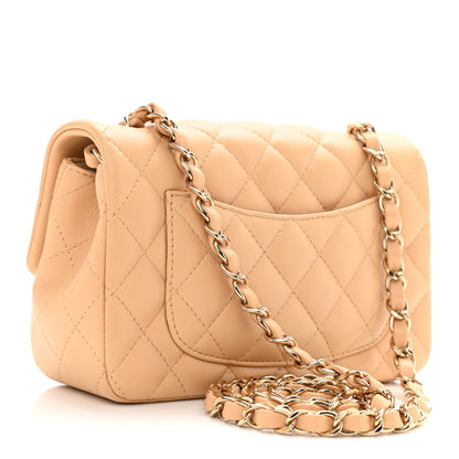 Chanel Lambskin Quilted Mini Rectangular Flap Beige 3 of 11