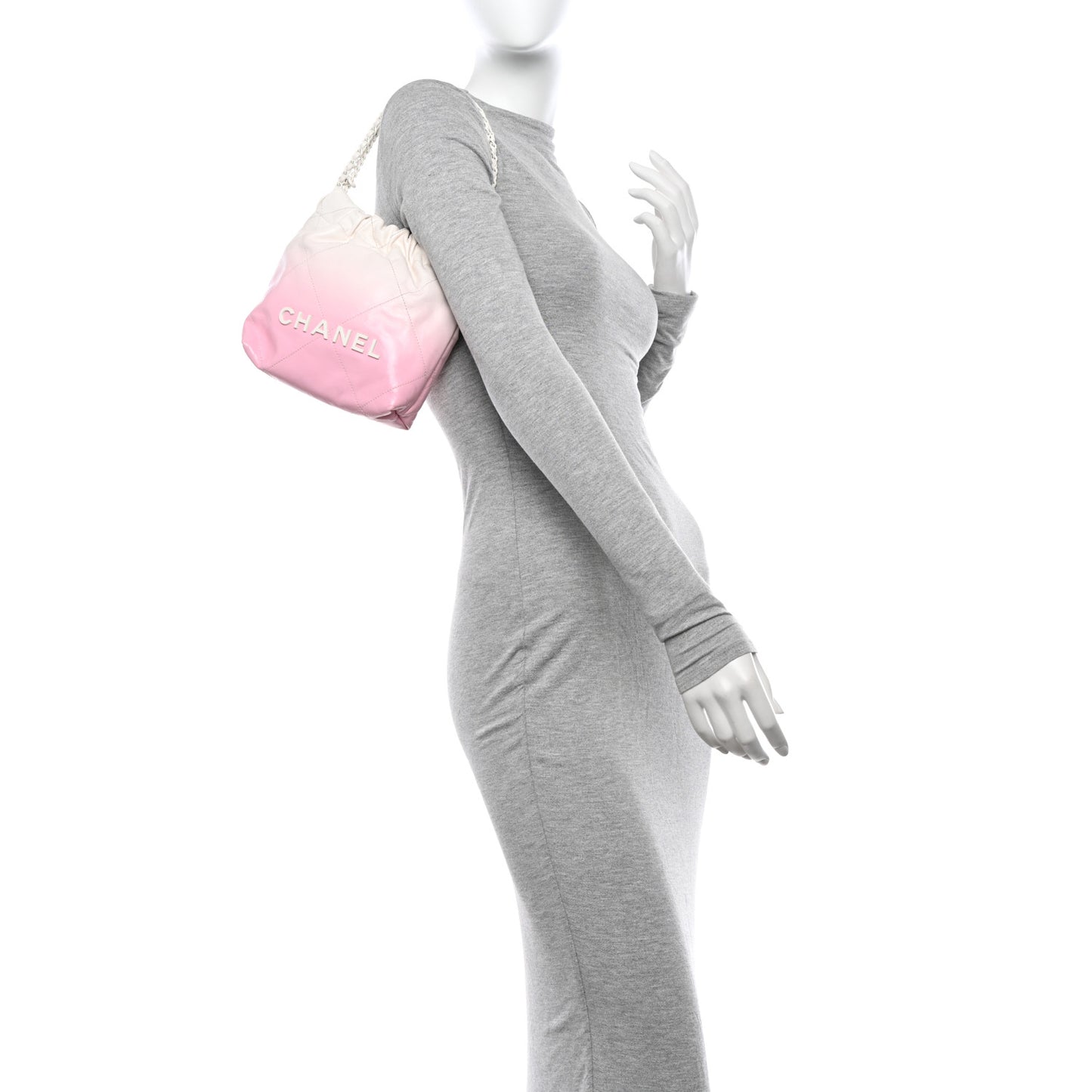 Patent Gradient Calfskin Quilted Mini Chanel 22 White Light Pink