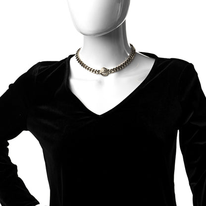 Chanel Pearl Crystal CC Chain Choker Necklace Gold 2 of 6
