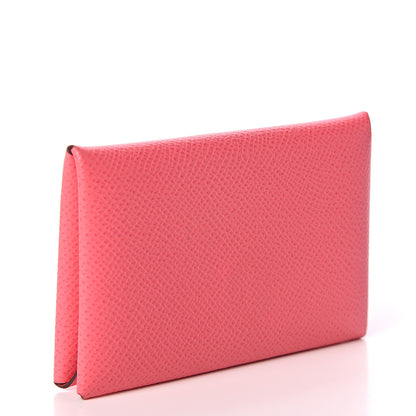 Hermes Epsom Calvi Card Case Rose Azalee 2 of 5