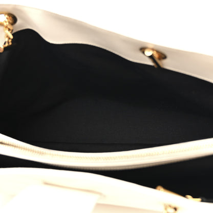 Saint Laurent Grain De Poudre Matelasse Chevron Monogram Shopping Bag White 6 of 18