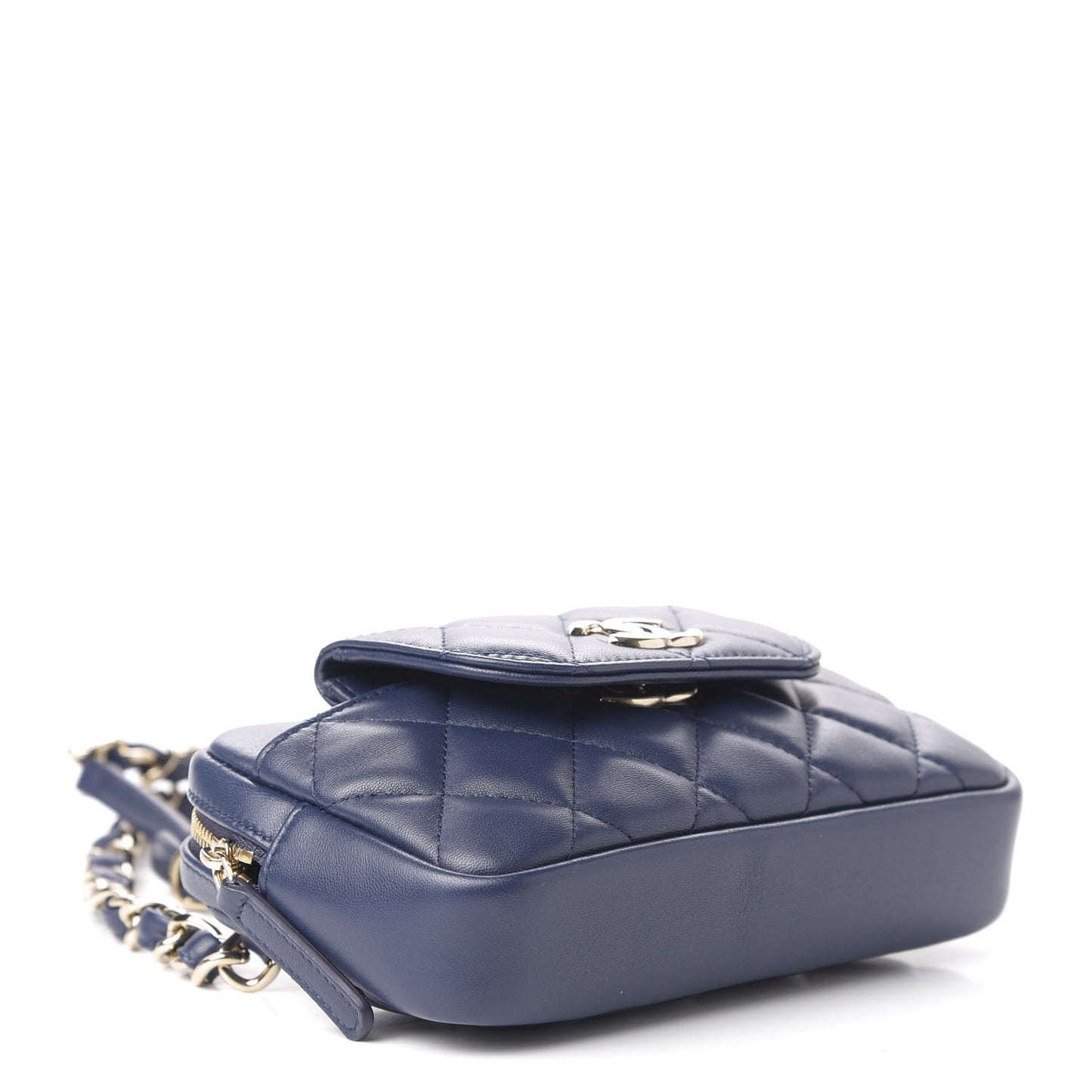 Lambskin Quilted Waist Bag Blue