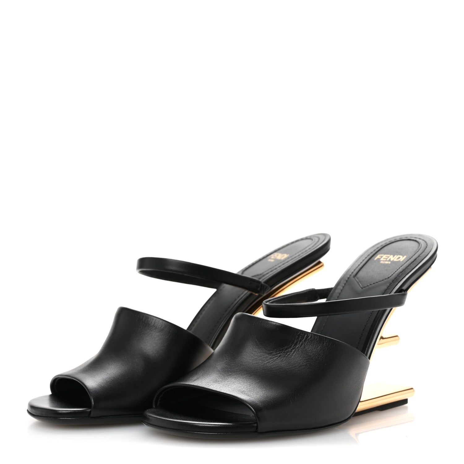 Fendi Calfskin Fendi First 95mm Slide Sandals 38 Black 4 of 8