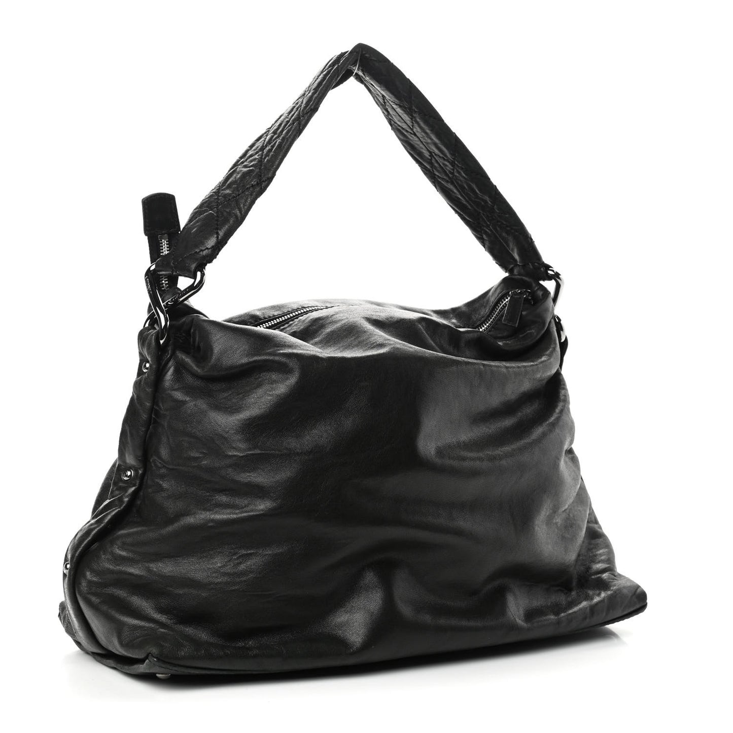 Lambskin Quilted Mademoiselle Hobo Black