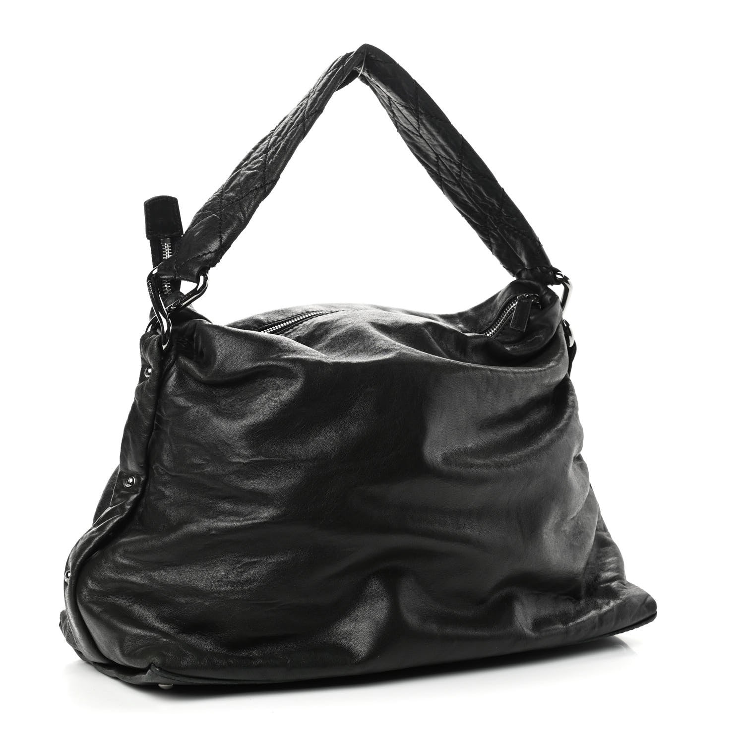Chanel Lambskin Quilted Mademoiselle Hobo Black 3 of 11