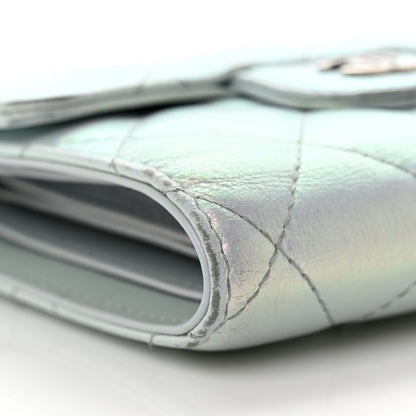 Chanel Iridescent Calfskin Quilted Compact Flap Wallet Light Blue 9 of 11