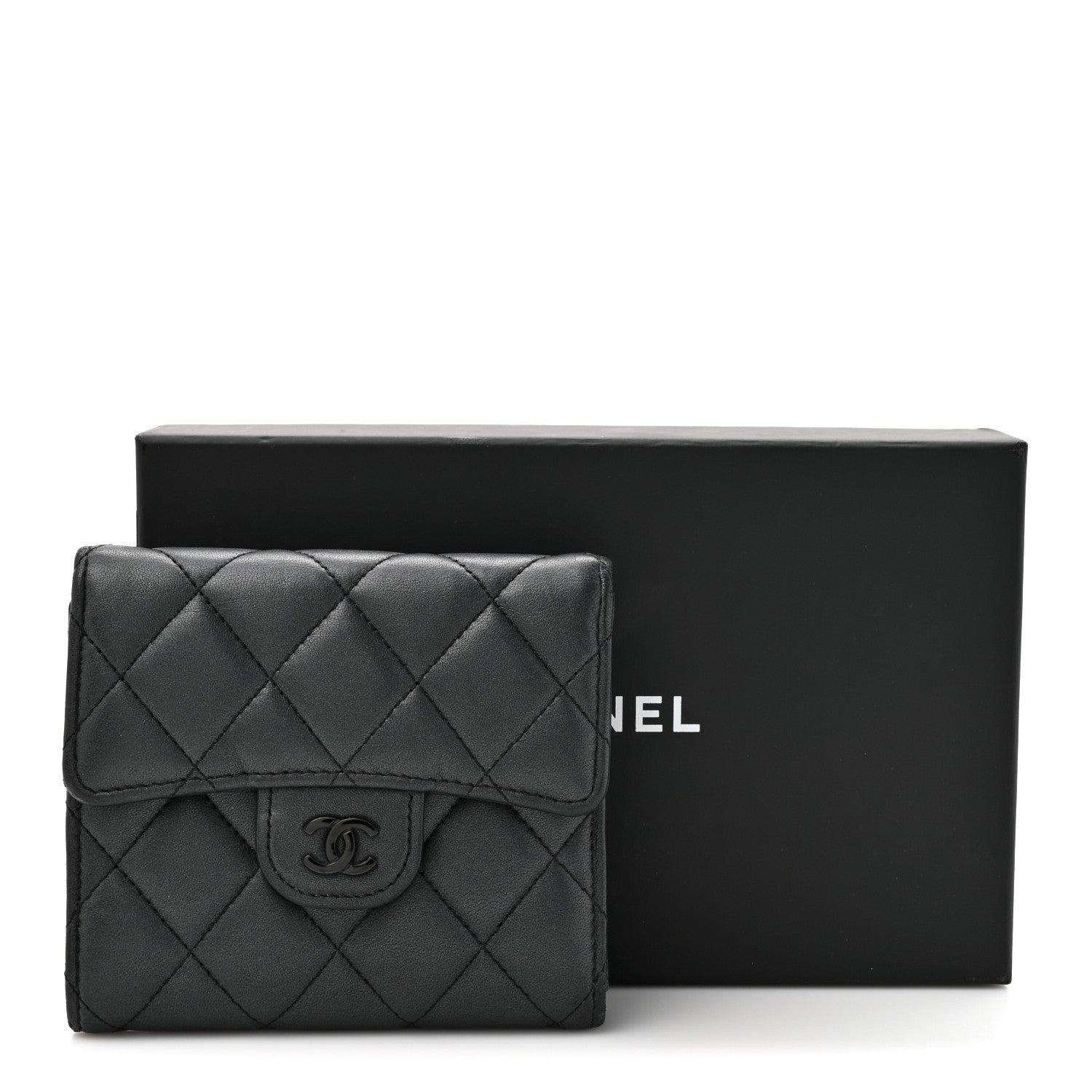 Chanel Lambskin Quilted Compact Flap Wallet So Black 11 of 11