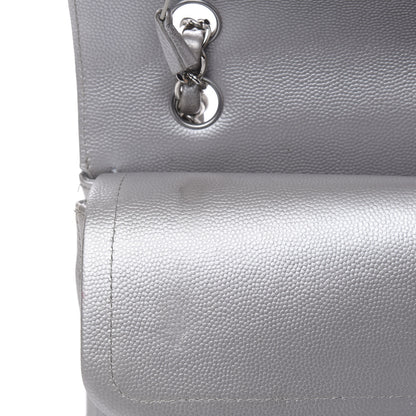 Chanel Metallic Caviar Chevron Quilted Medium Double Flap Silver 9 of 16