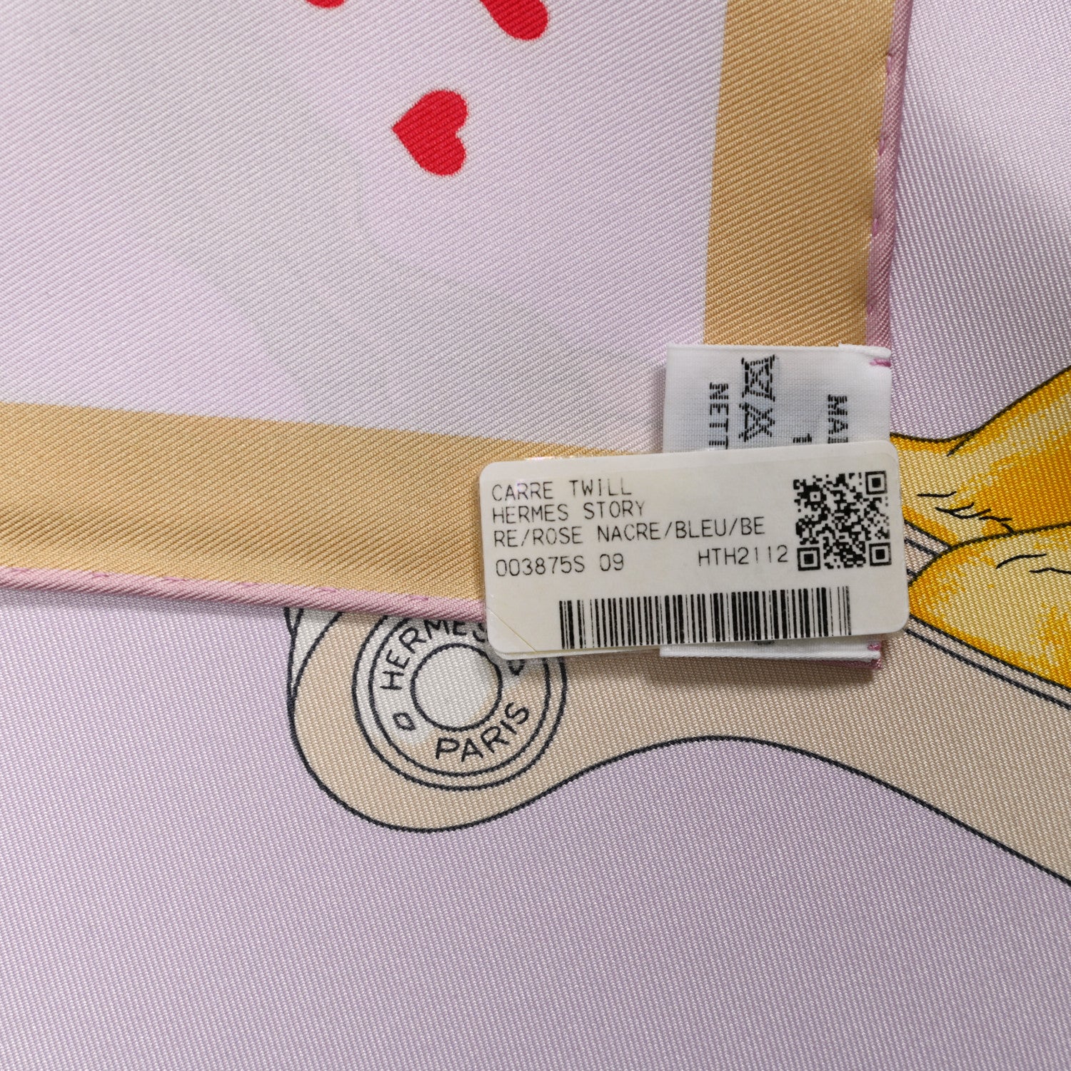 Hermes Silk Story Scarf 90 Rose Nacre Bleu Beige 3 of 6