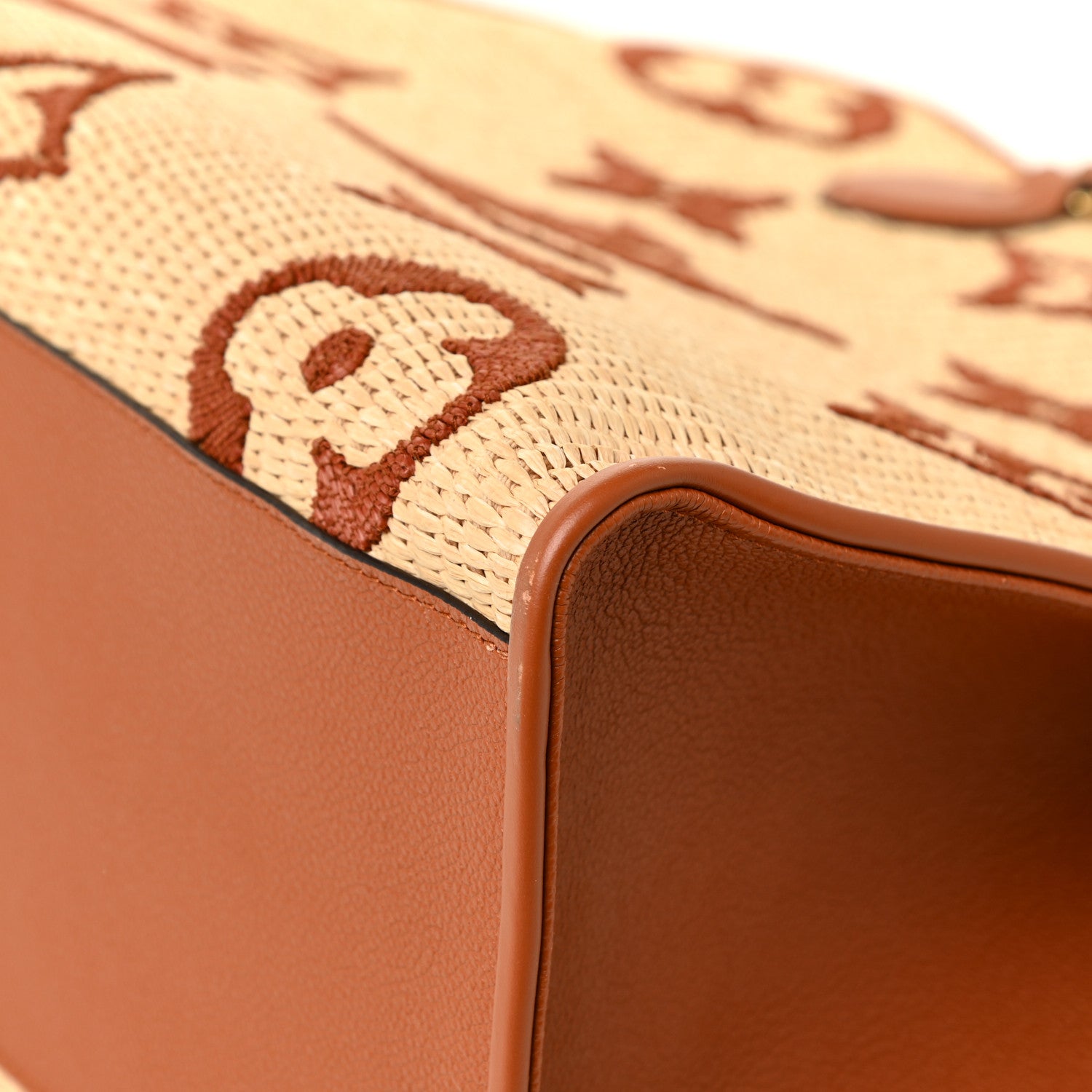 Louis Vuitton Raffia Calfskin Monogram Giant Onthego GM Tan 12 of 12