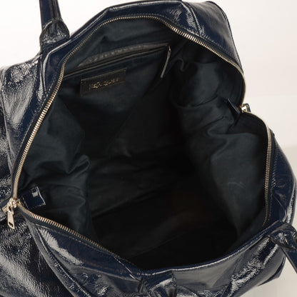 Saint Laurent Textured Patent Medium Easy Sac Navy 5 of 8