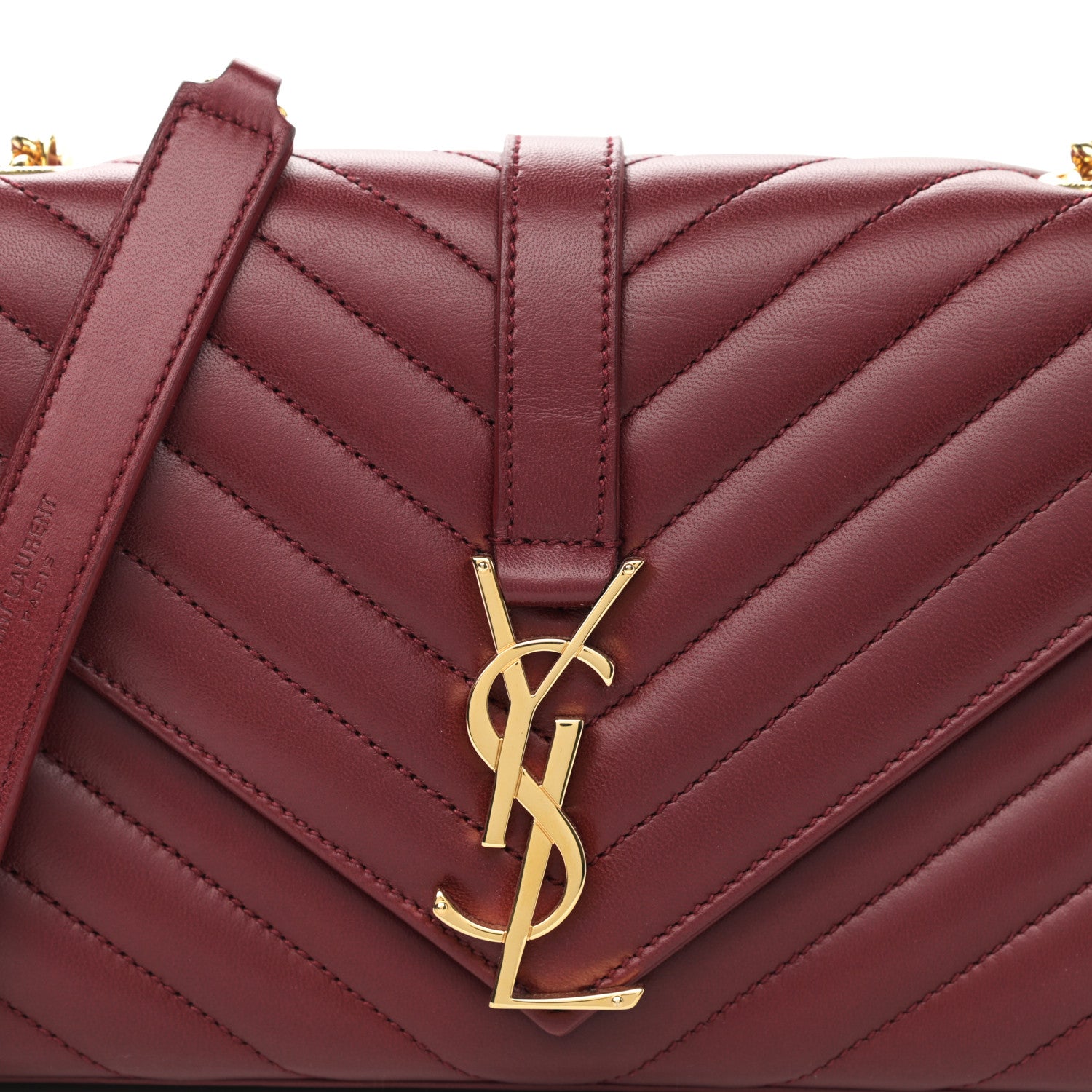 Saint Laurent Lambskin Matelasse Chevron Small Monogram Satchel Oxblood 7 of 9