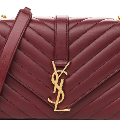 Saint Laurent Lambskin Matelasse Chevron Small Monogram Satchel Oxblood 7 of 9