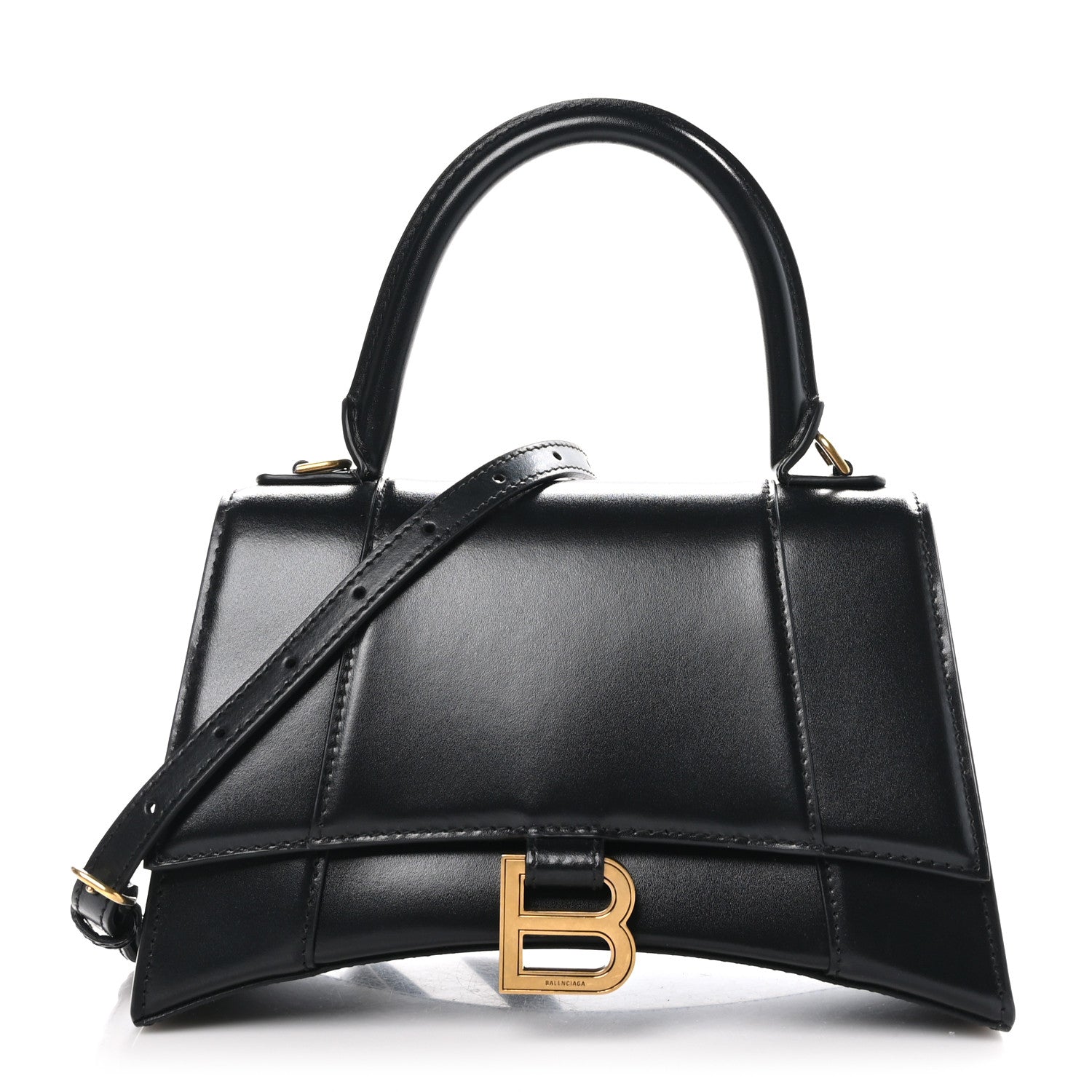 Balenciaga Shiny Box Calfskin Small Hourglass Top Handle Bag Black 1 of 10