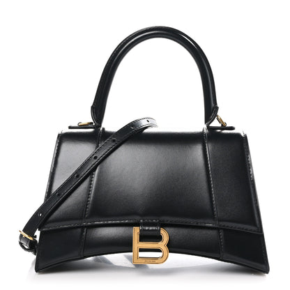Balenciaga Shiny Box Calfskin Small Hourglass Top Handle Bag Black 1 of 10