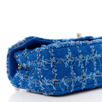 Chanel Tweed Quilted Mini Rectangular Flap Blue Red Khaki 10 of 12