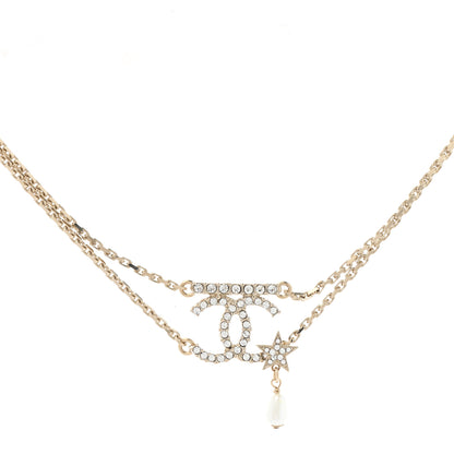 Chanel Pearl Crystal CC Star Choker Necklace Gold 1 of 6