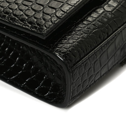 Saint Laurent Calfskin Crocodile Embossed Small Classic Monogram Kate Tassel Satchel Black 11 of 11