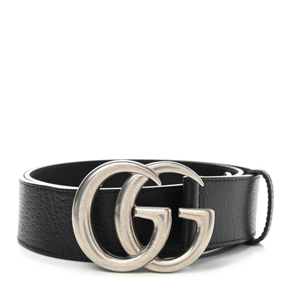 Gucci Textured Dollar Calfskin Nickel Double G 40mm Belt 90 36 Black 1 of 3
