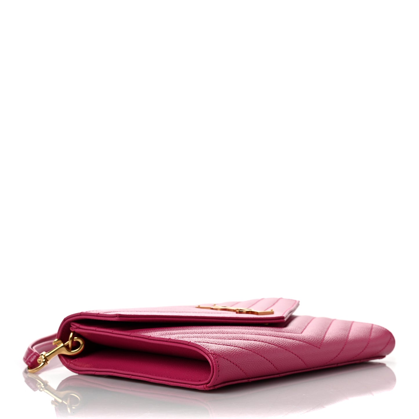 Grain De Poudre Matelasse Chevron Monogram Envelope Clutch Fuxia Couture