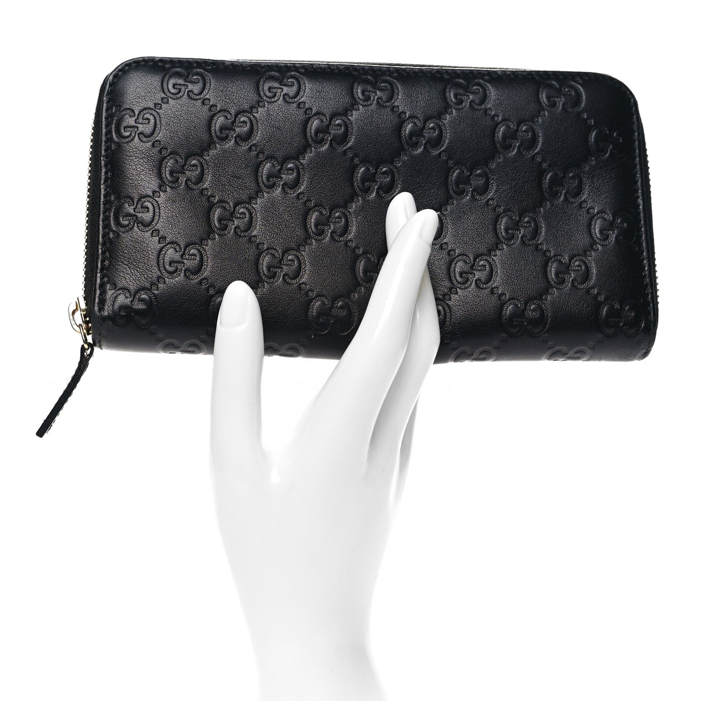 Guccissima Vitello Tender Zip Around Wallet Black