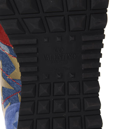 Valentino Garavani Denim Suede Camustars Mens Rockrunner Sneakers 44 Blue Red 8 of 8