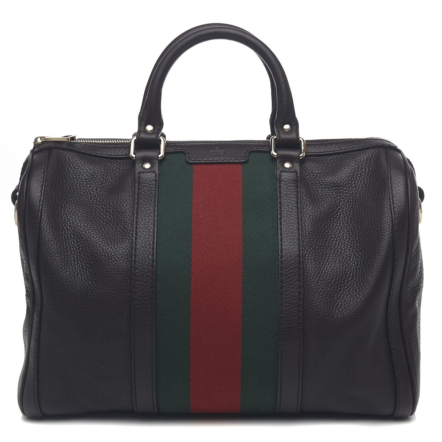 Gucci Calfskin Vintage Web Medium Boston Dark Brown 1 of 11