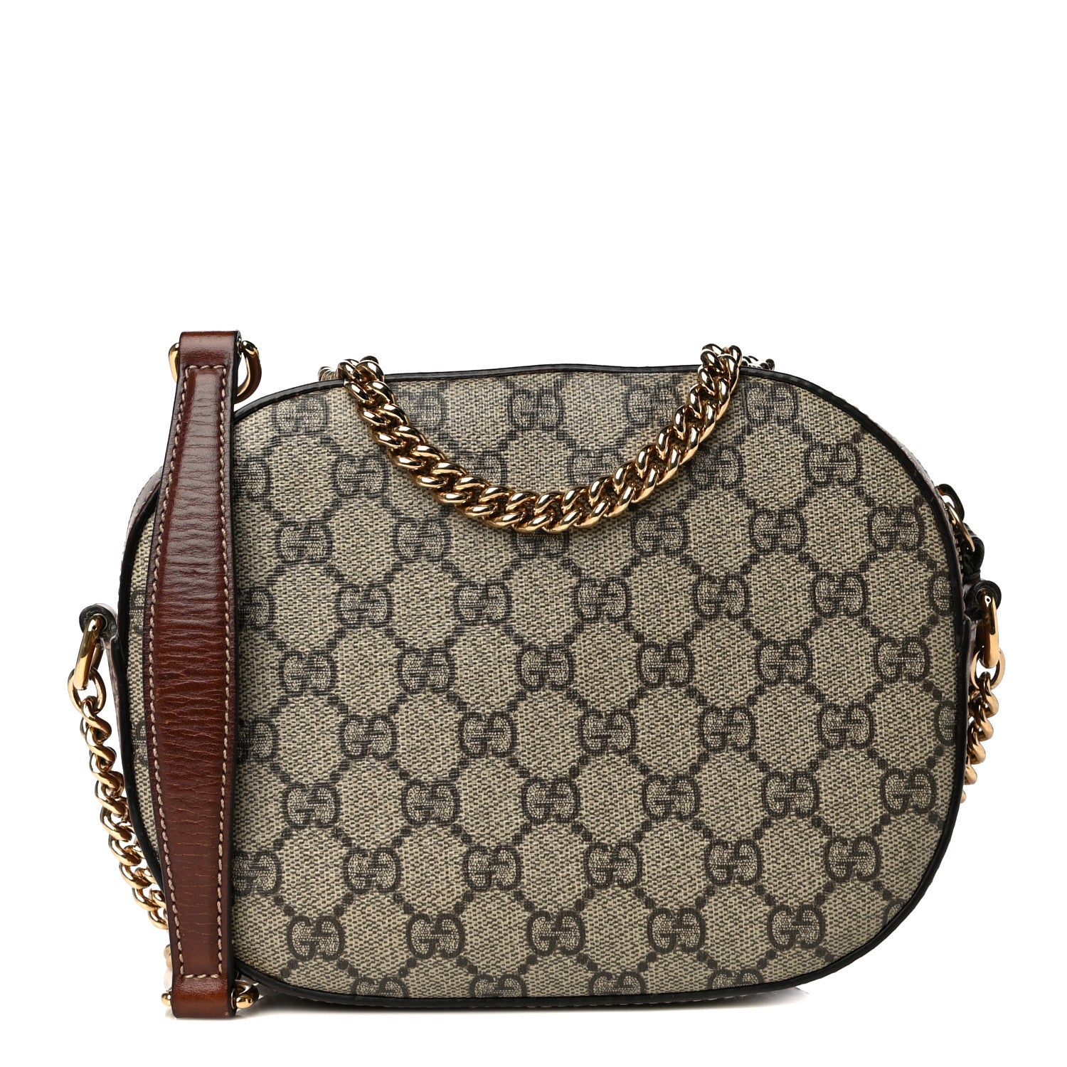 Gucci GG Supreme Monogram Cuoio Toscano Mini Chain Shoulder Bag Beige Ebony Cuir 1 of 21
