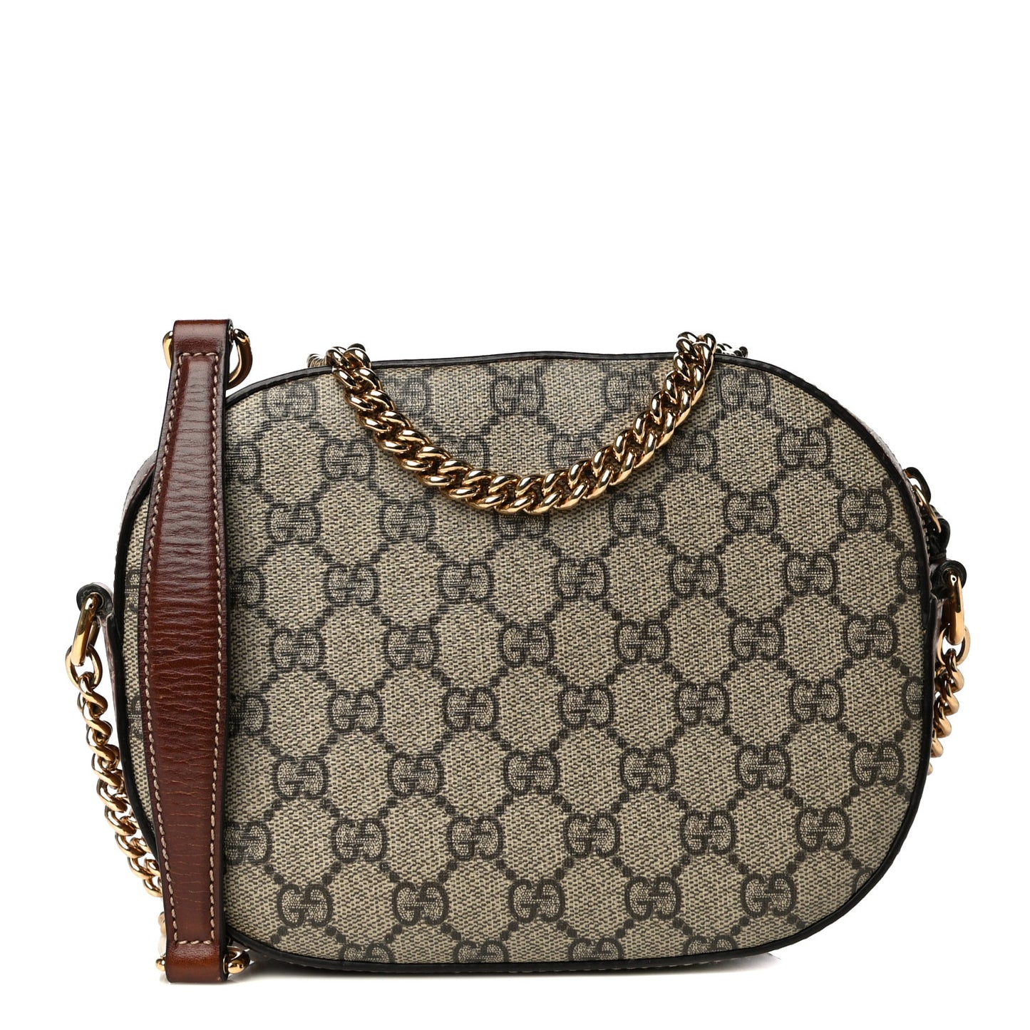 GG Supreme Monogram Cuoio Toscano Mini Chain Shoulder Bag Beige Ebony Cuir
