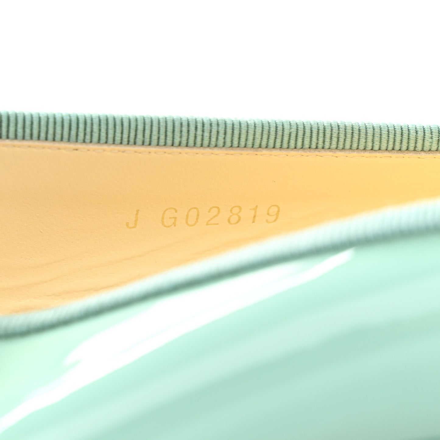 Patent Calfskin CC Cap Toe Ballerina Flats 36.5 Light Green