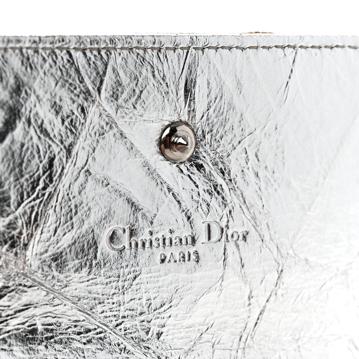 Ceramic Effect Deerskin Cannage Diorama Elancee Wallet Silver
