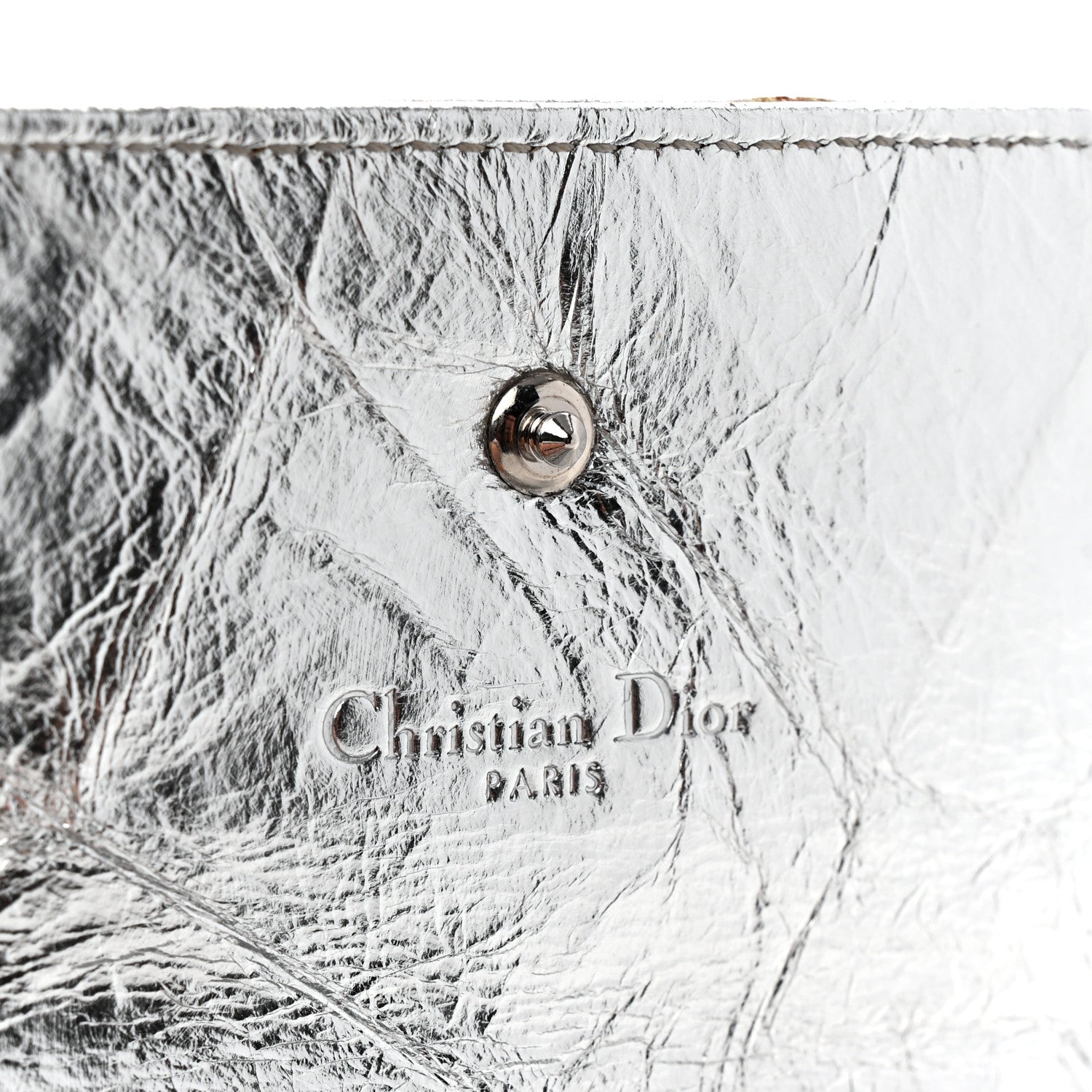 Christian Dior Ceramic Effect Deerskin Cannage Diorama Elancee Wallet Silver 6 of 9