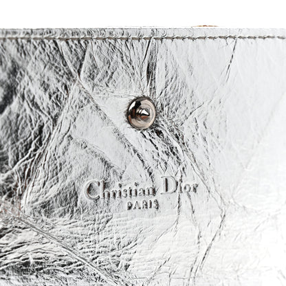 Christian Dior Ceramic Effect Deerskin Cannage Diorama Elancee Wallet Silver 6 of 9