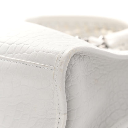 Balenciaga Matte Supple Lambskin Crocodile Embossed Classic Silver Hardware S City White 11 of 15