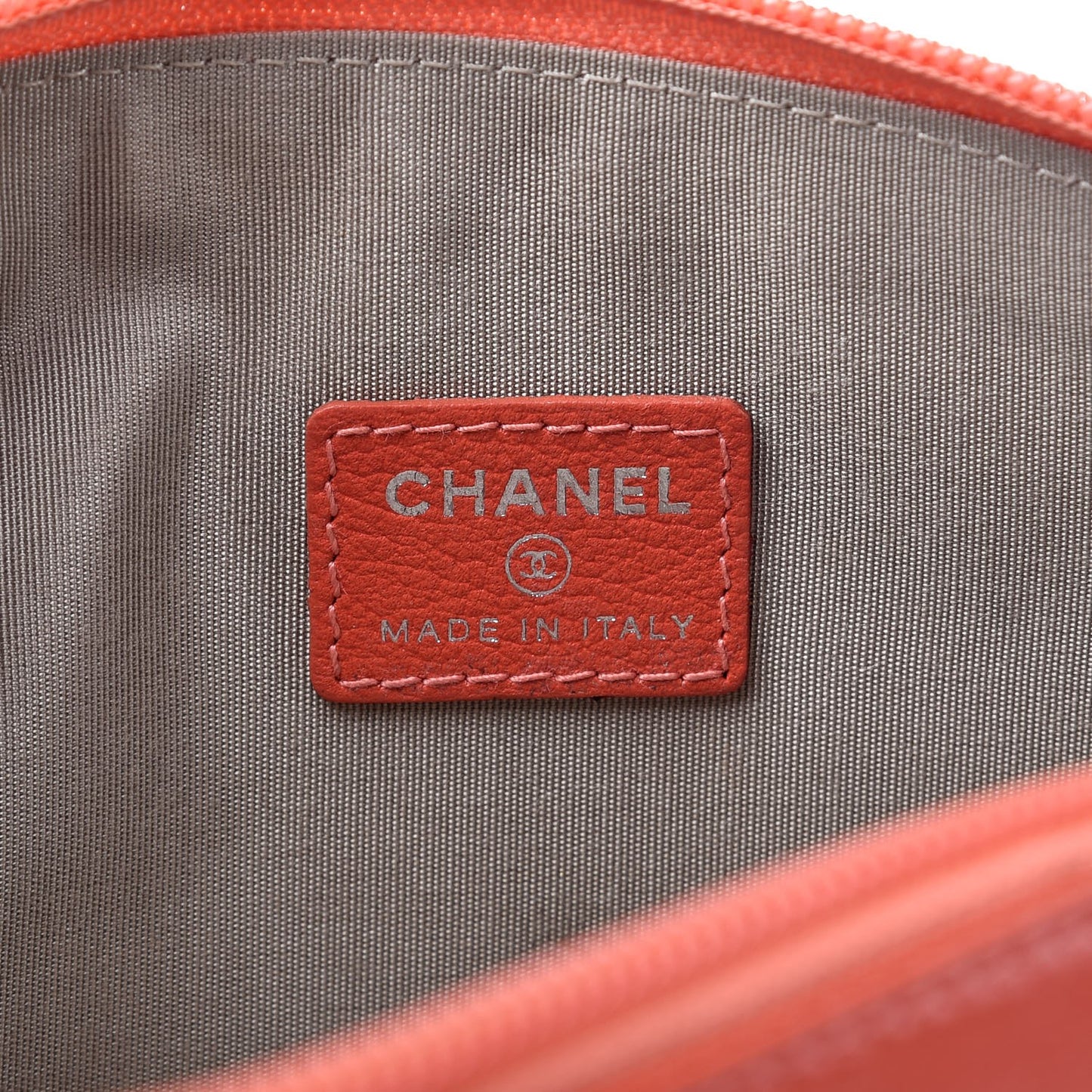 Goatskin Jacket Embossed Cosmetic Case Orange
