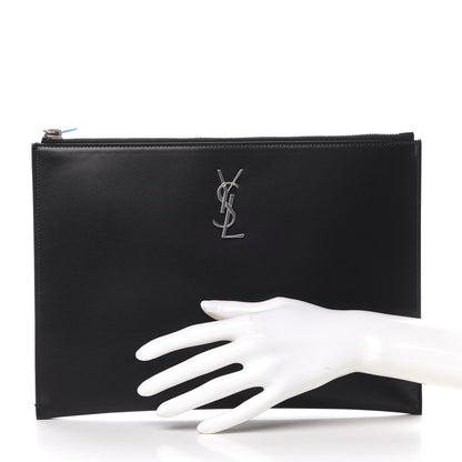 Saint Laurent Calfskin Monogram iPad Case Black 2 of 8