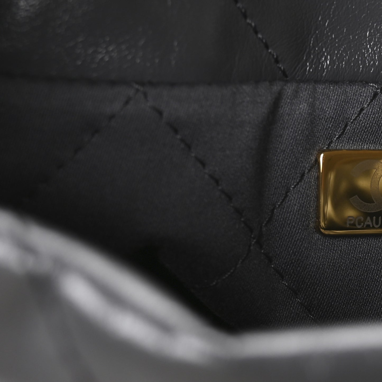 Shiny Calfskin Quilted Mini Chanel 22 Dark Grey