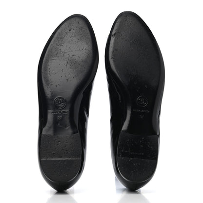 Chanel Patent CC Cap Toe Flats 37 Black White 4 of 4